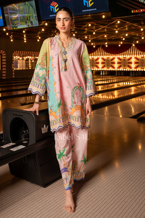 Dusty Pink Scenic Cotton Co-Ord Set