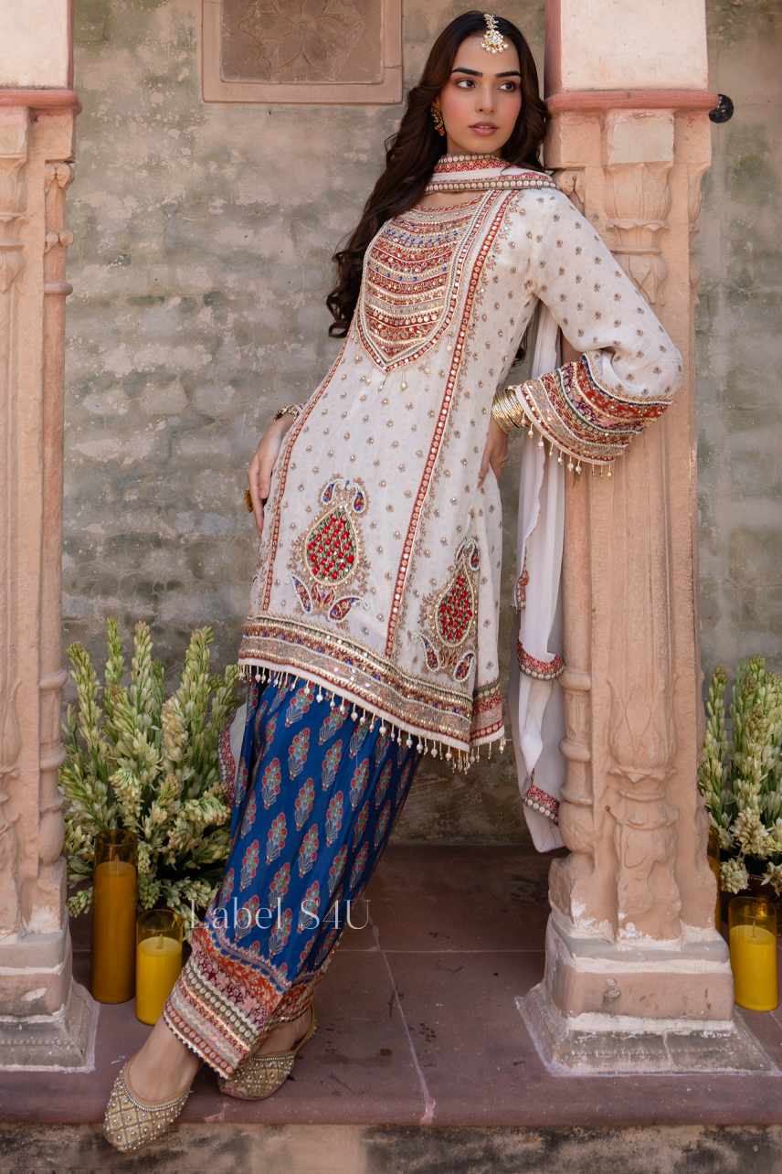 Ivory Rangwork Salwar Set