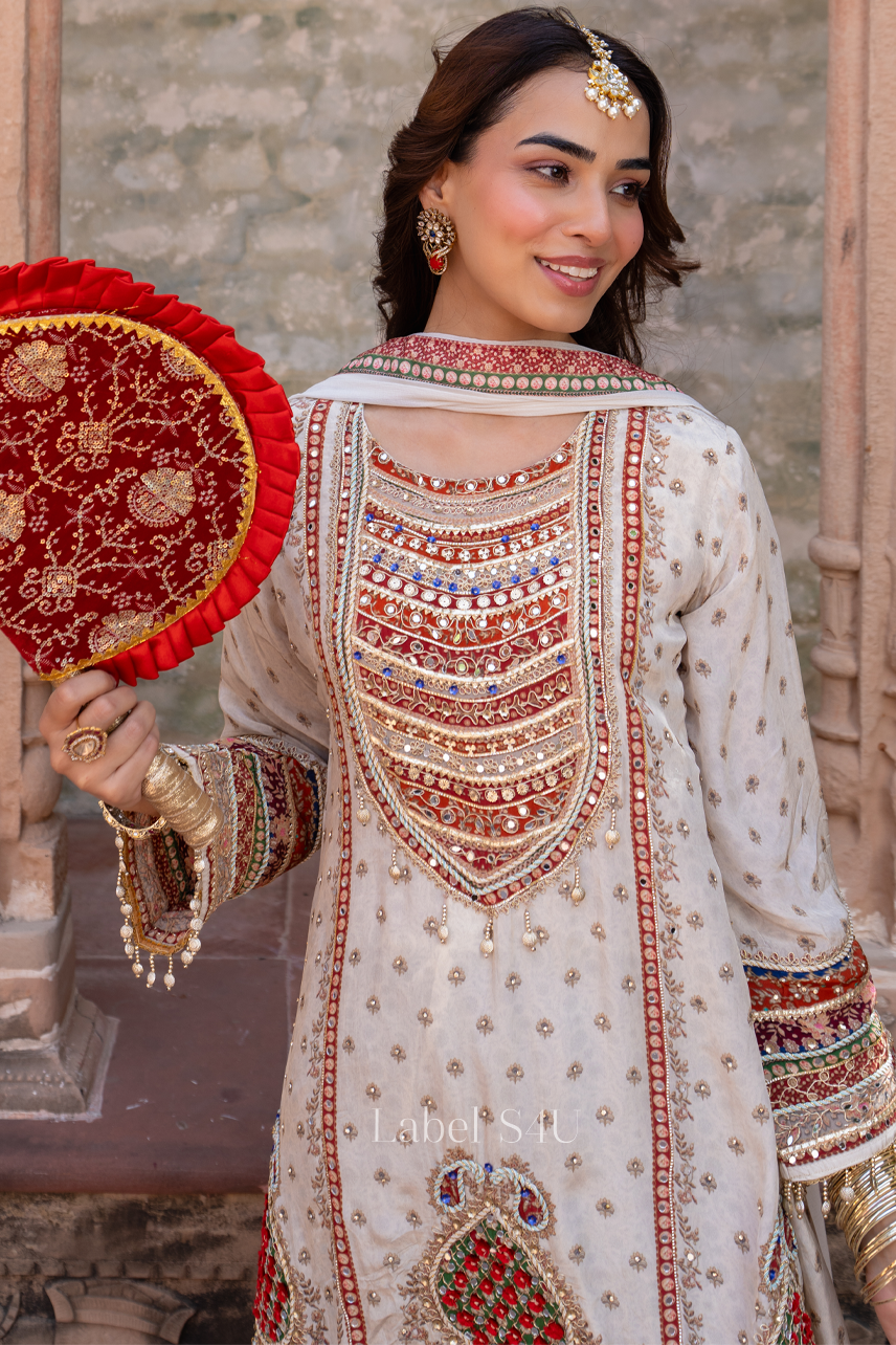 Ivory Rangwork Salwar Set