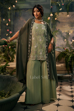 Green handwork -Sharara set