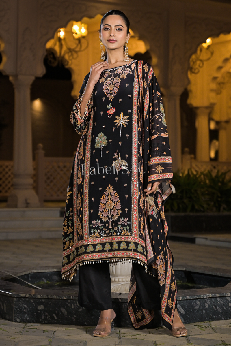 Rosewood Elegance Suit Set with Farshi Salvar | Label S4U main image 1
