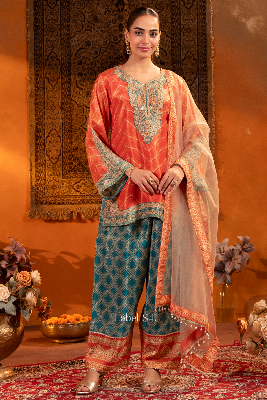 Leheriya Tissue Farshi Salwar Set