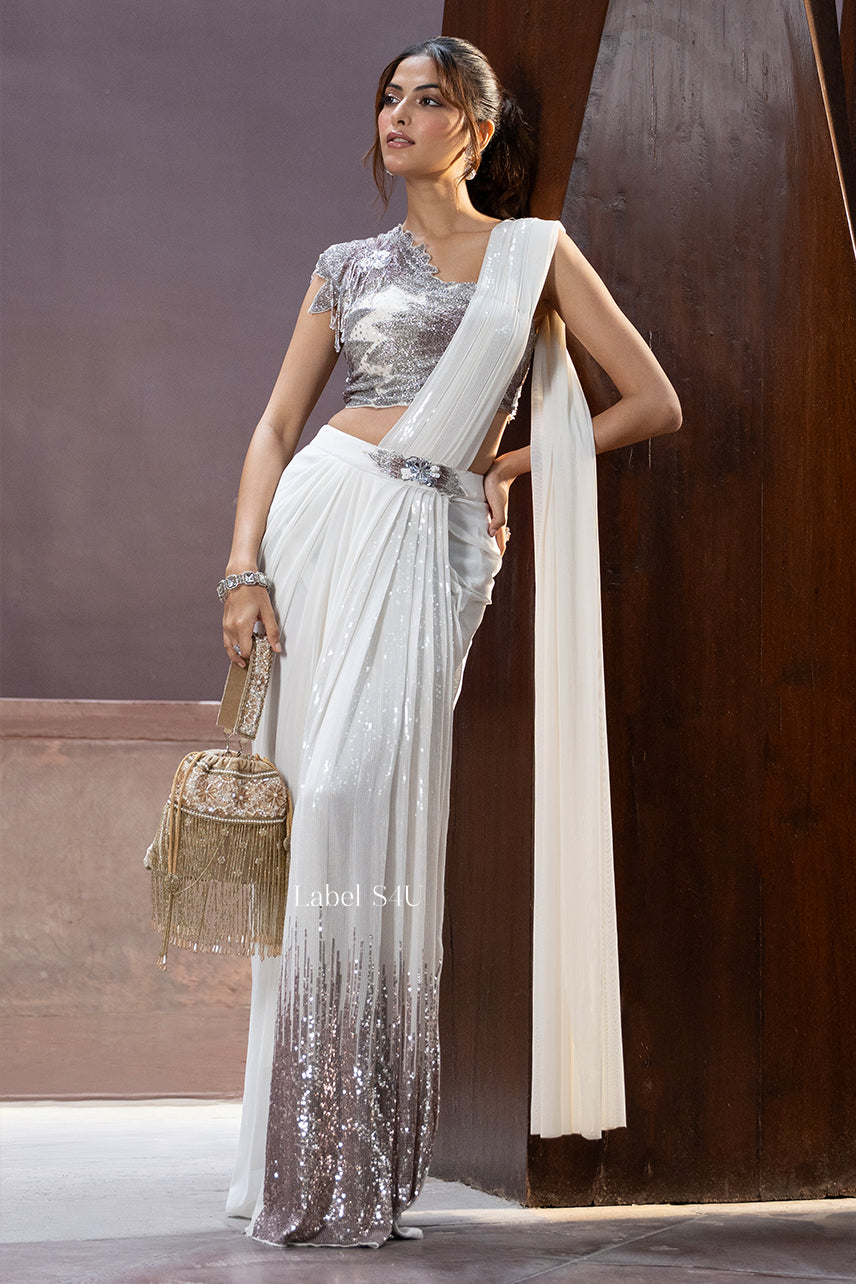 Classic White-Pre-Draped Saree