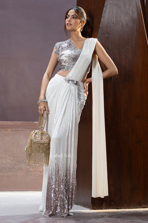 Classic White-Pre-Draped Saree