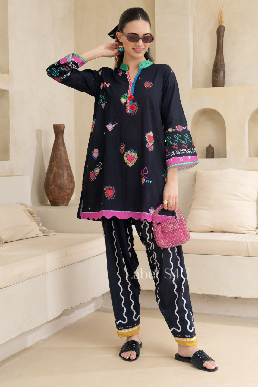 Playful Heart & Bow Cotton Co-Ord Set