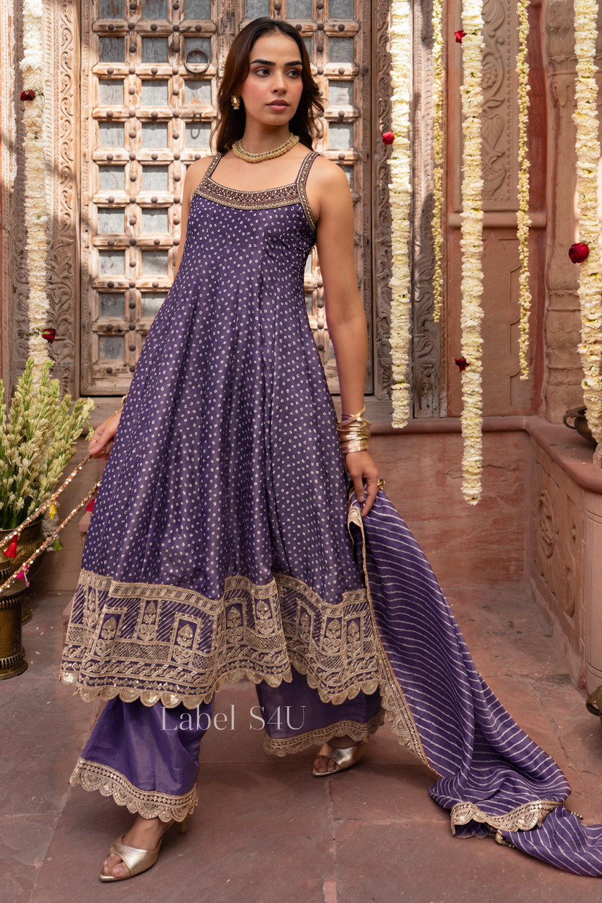 Bandhani Lacework Anarkali Set