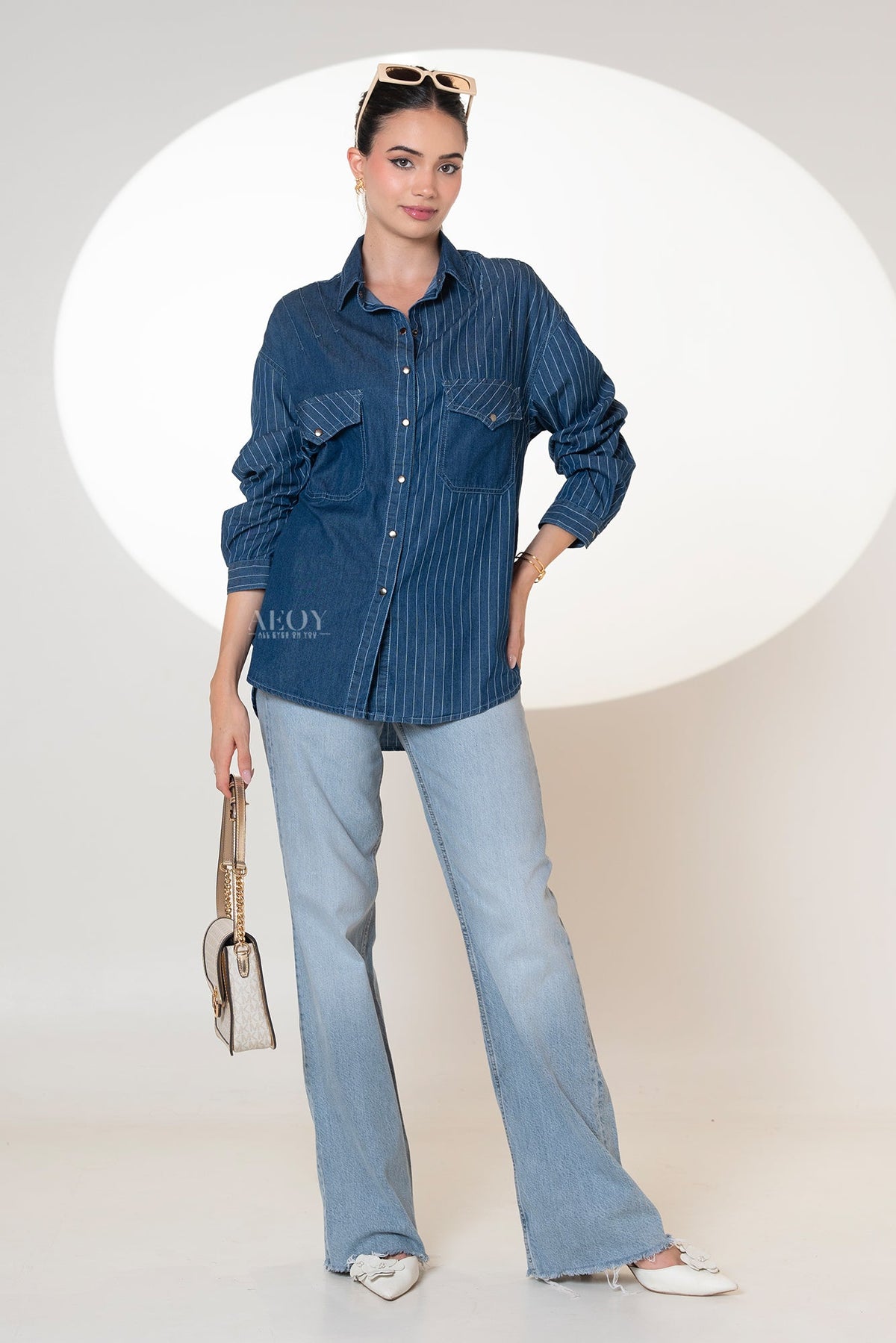 Blue Stripe Denim-Shirt