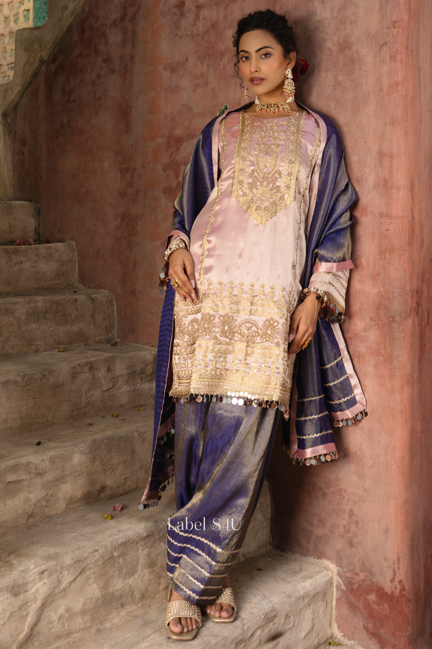 Gulabi Glaze Embellished Farshi Salwar Set