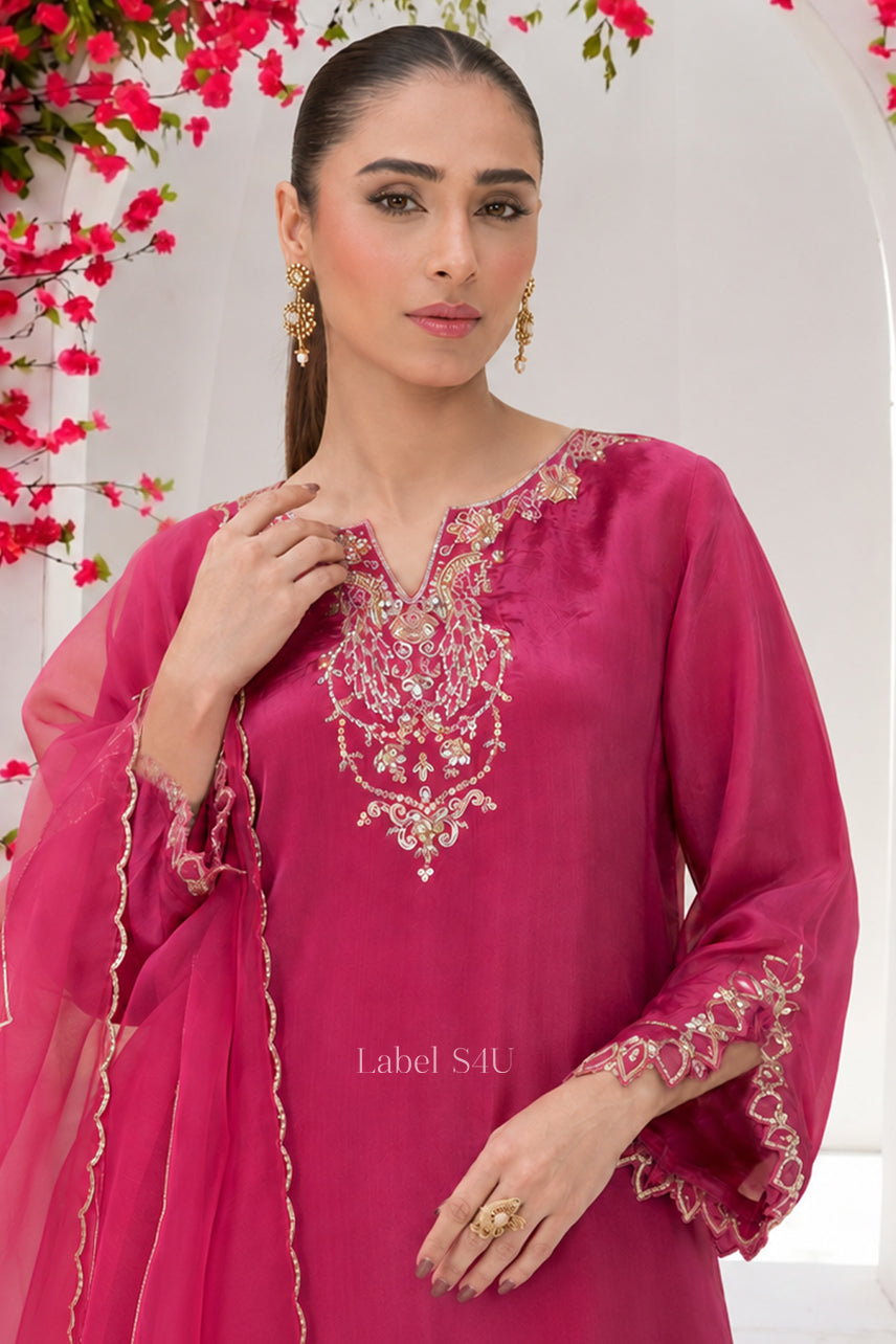 Fuchsia Pink Handwork Farshi Salwar Set
