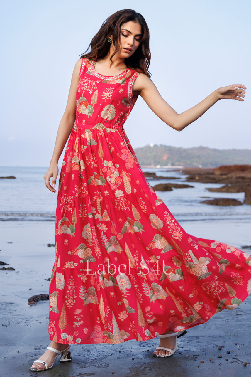 Ruby Petal Delight-Gown