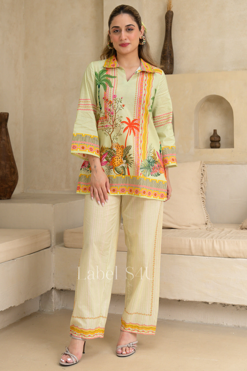Palm Printed Cotton Co-ord set