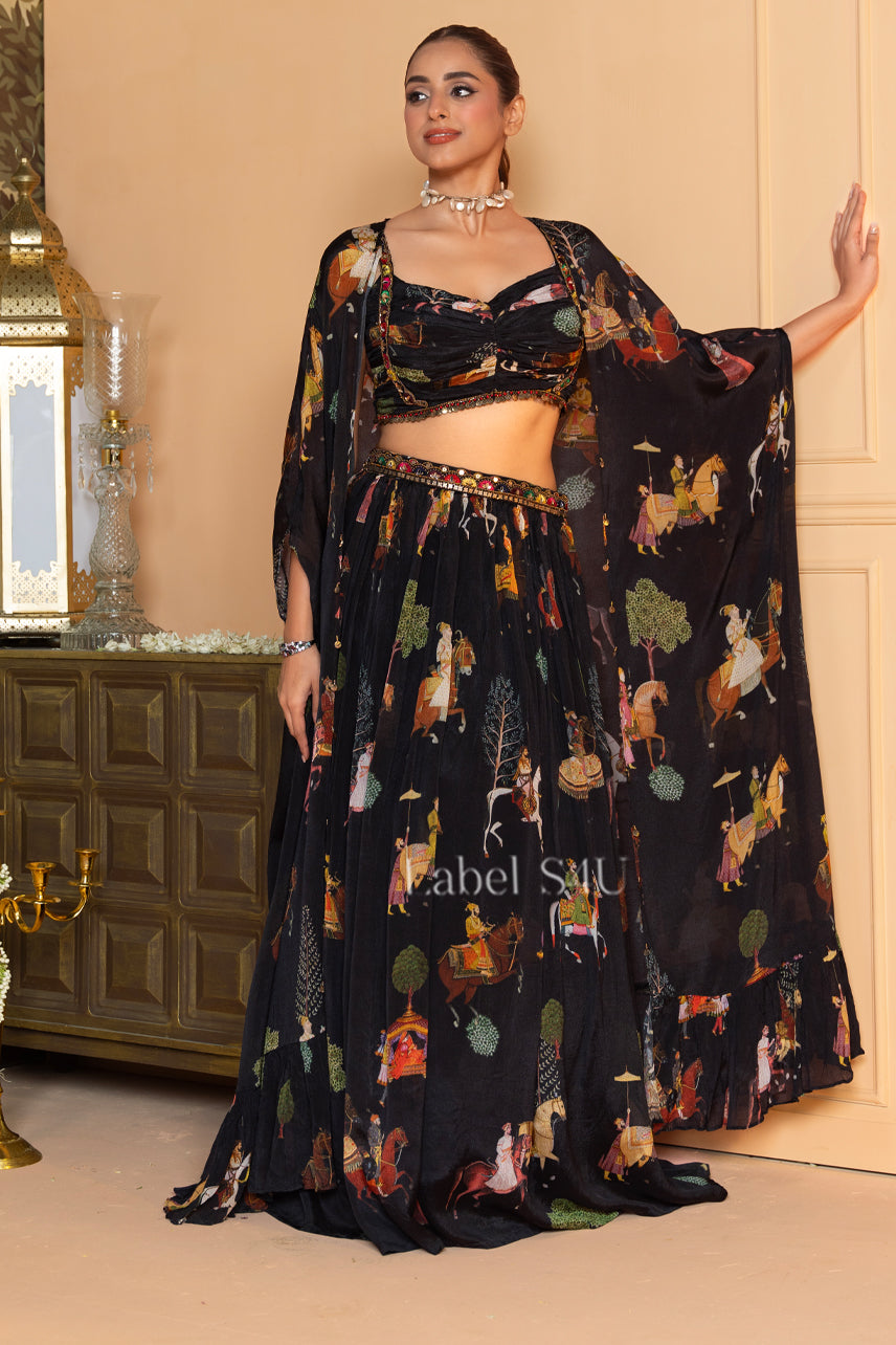 Dark Drama-Skirt Set