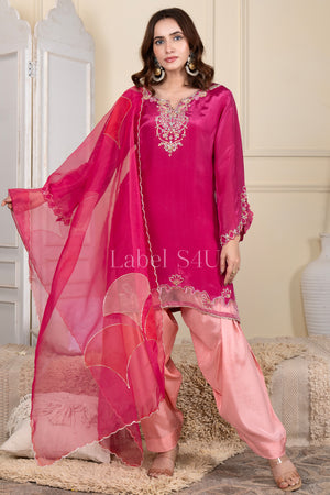 Fuchsia Handwork Farshi Salwar Set