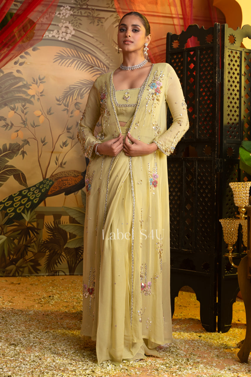 Effortless-Pre-Drape Saree with jacket