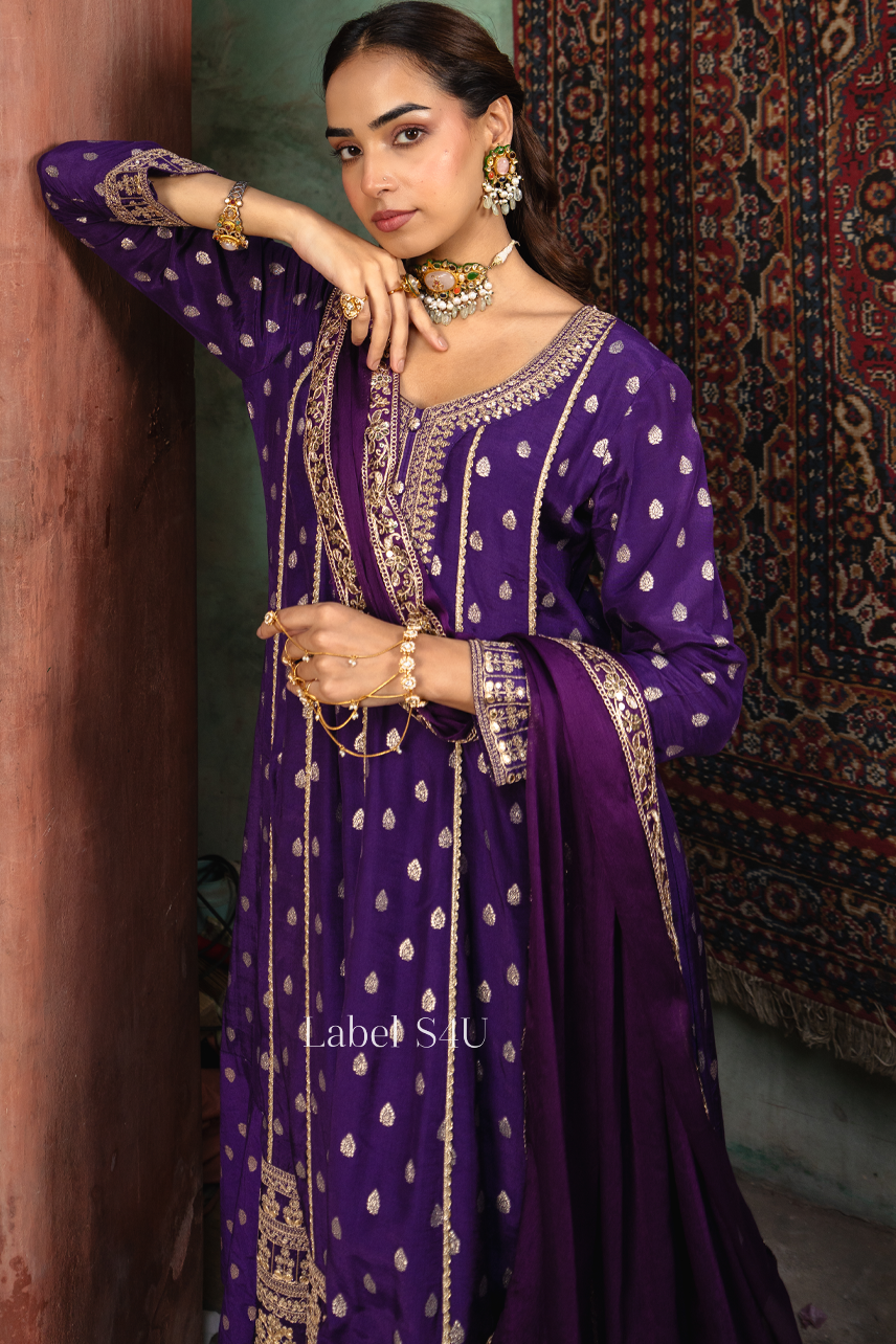 Royal Phool Zari Anarkali Set