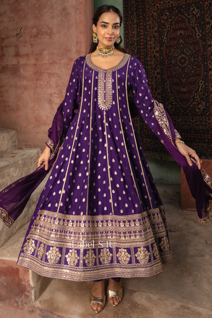 Royal Phool Zari Anarkali Set