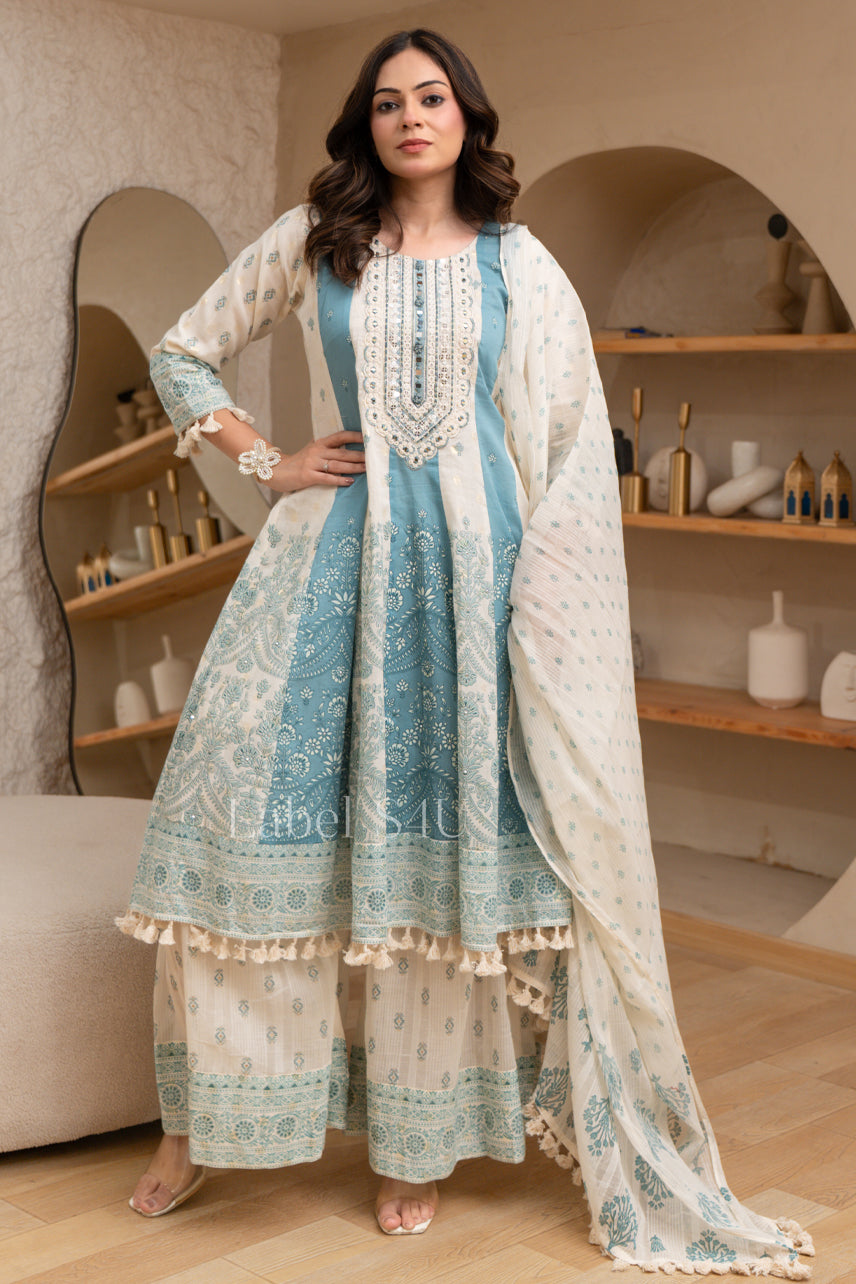Dreamline Embroidered Cotton Anarkali Set