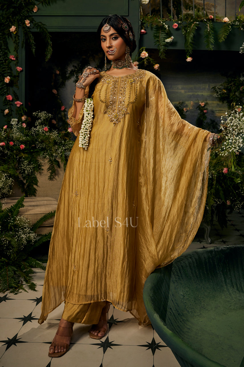Mehek Mustard Tissue-Anarkali Set