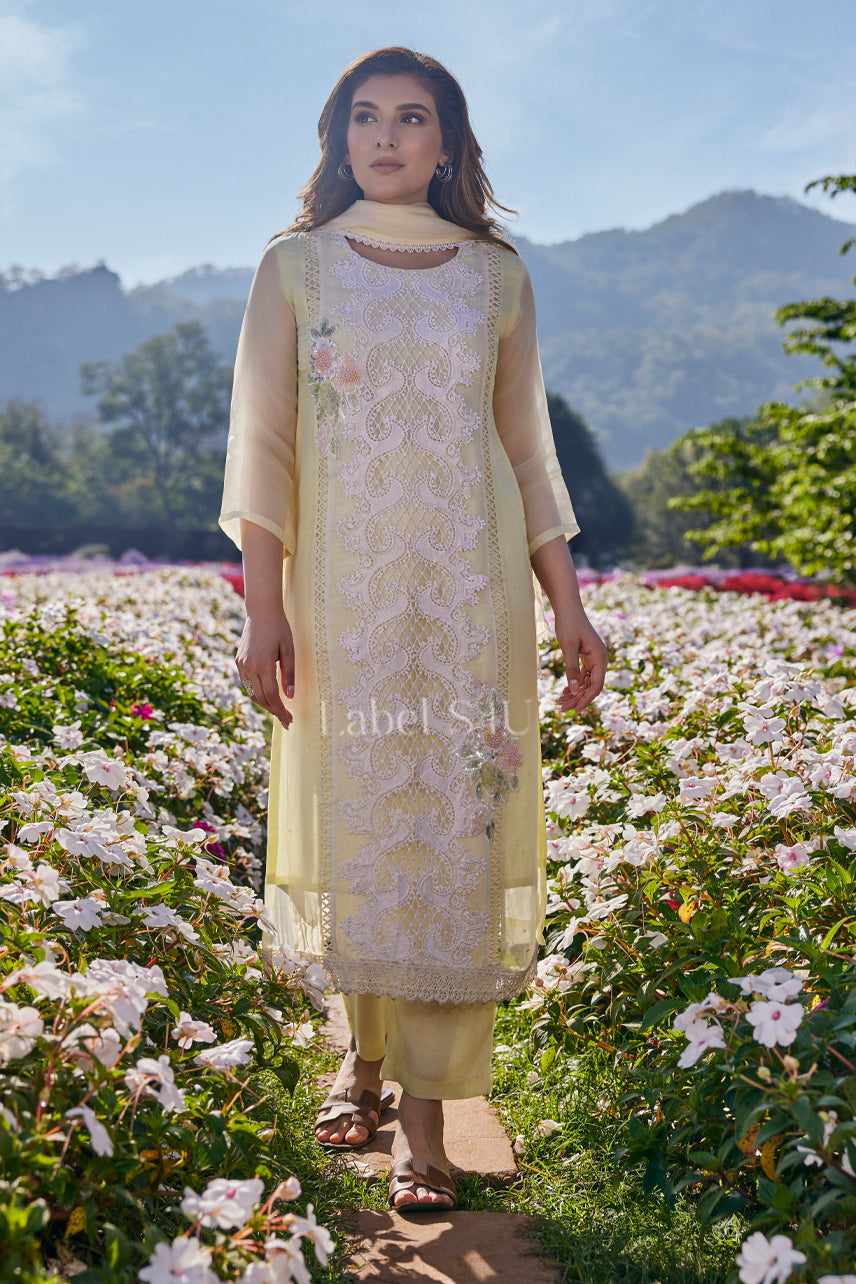 Noor Yellow Cutwork-Suit Set
