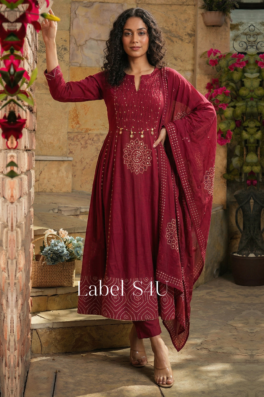 Bandhani Mehfil Anarkali Set