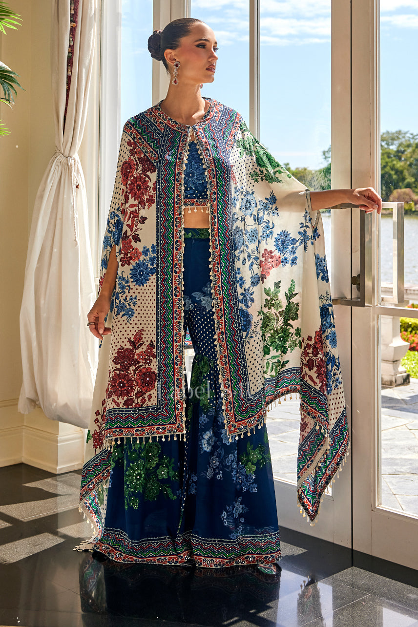 Bahaar Printed-Cape Set