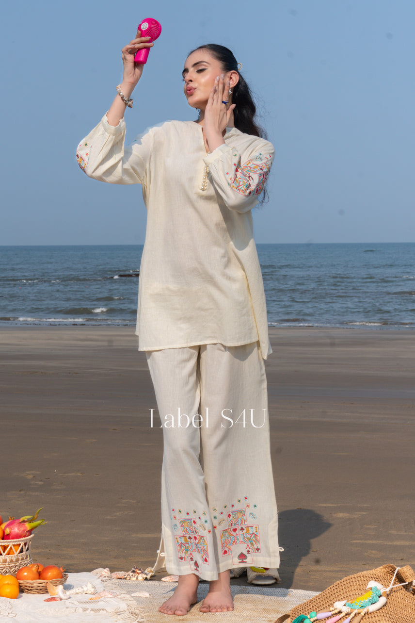 Floral Hues Embroidered Cotton Co-ord Set