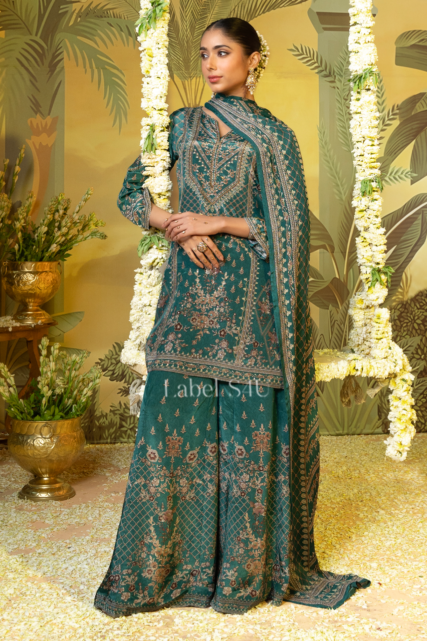 Mystic Green-Sharara Set