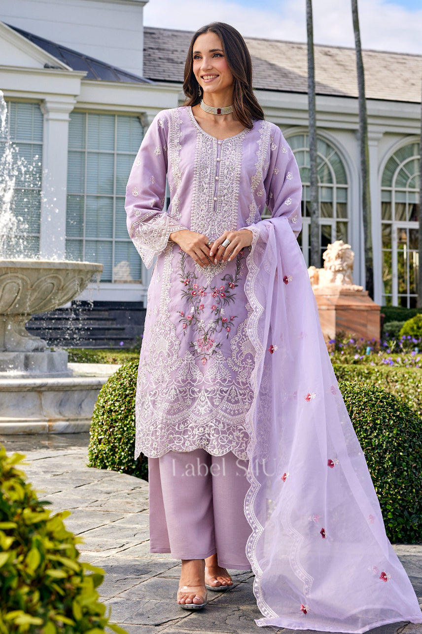 Shehnaai Lavender Embroidered Suit Set