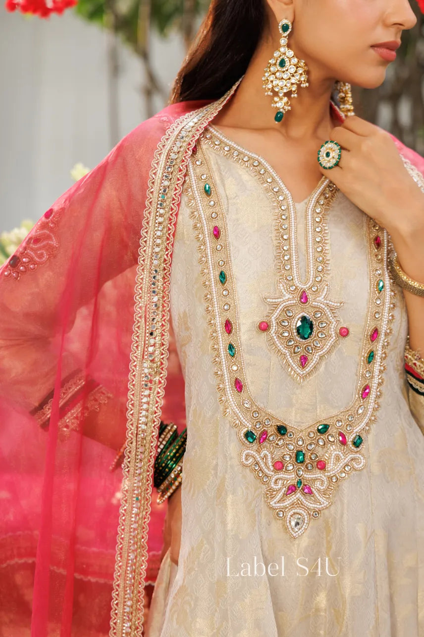 Kundan Detail Tissue Anarkali