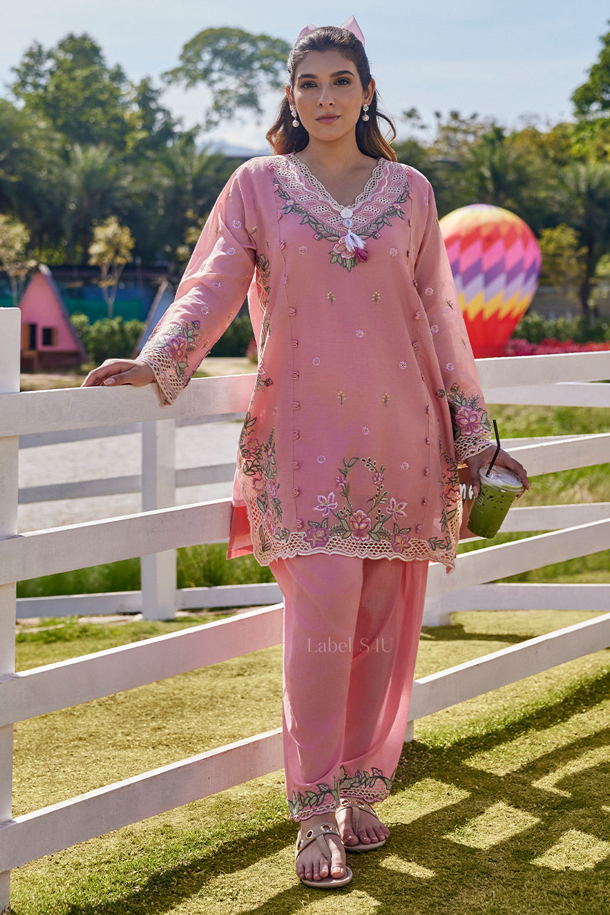 Noor Pink Embroidered co-ord Set