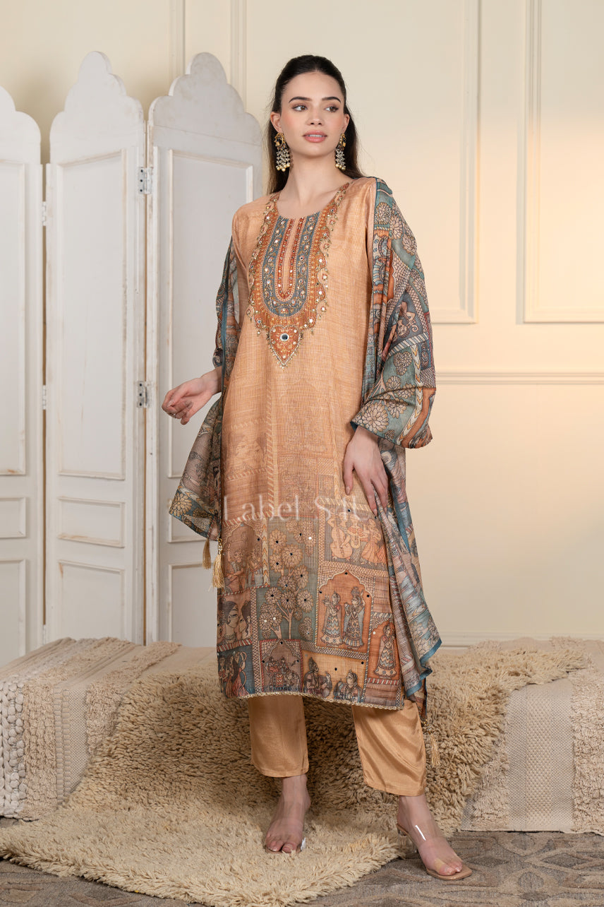 Peach Heritage Printed Suit Set