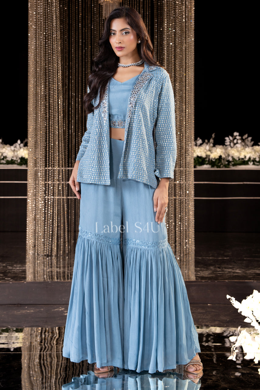 Sharara Co-ord Set with Jacket