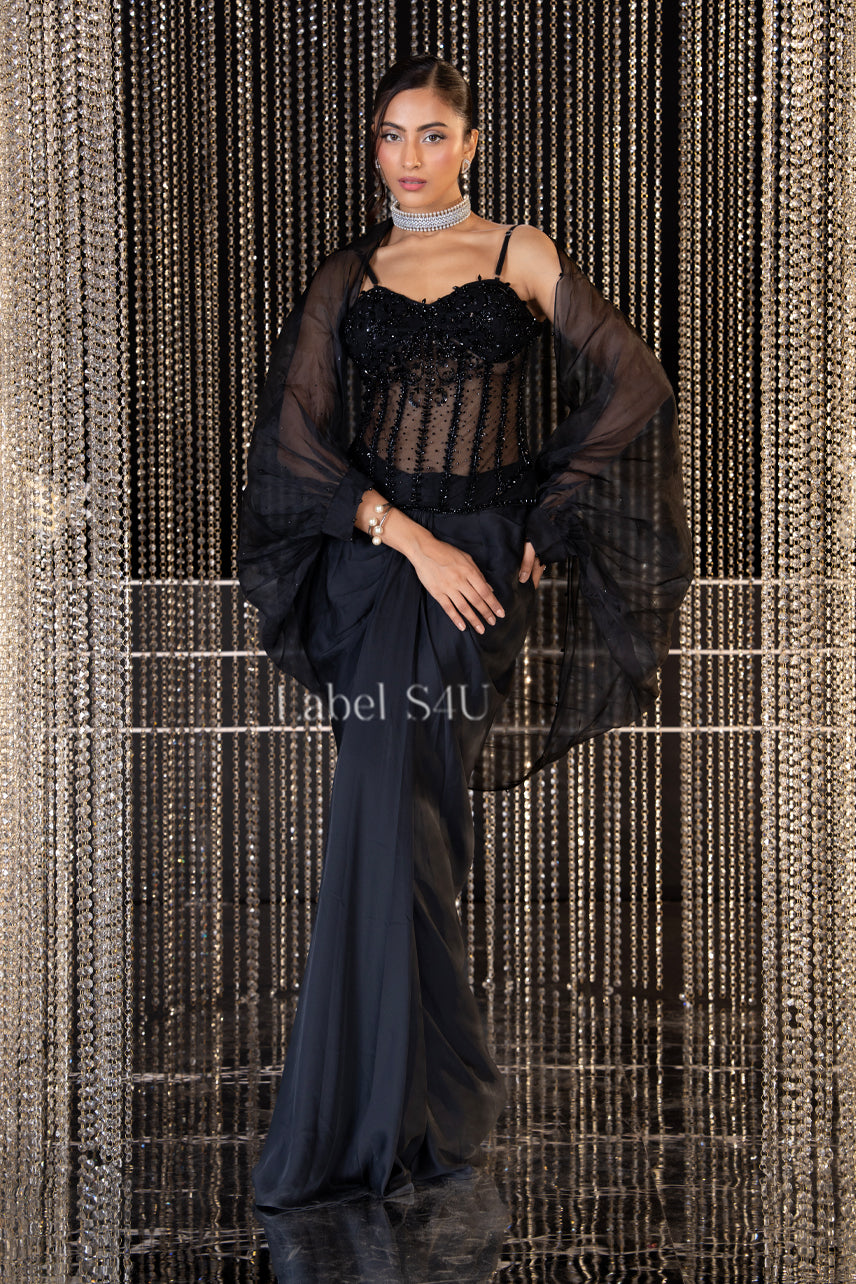 Black Obsession-Corset Skirt Set