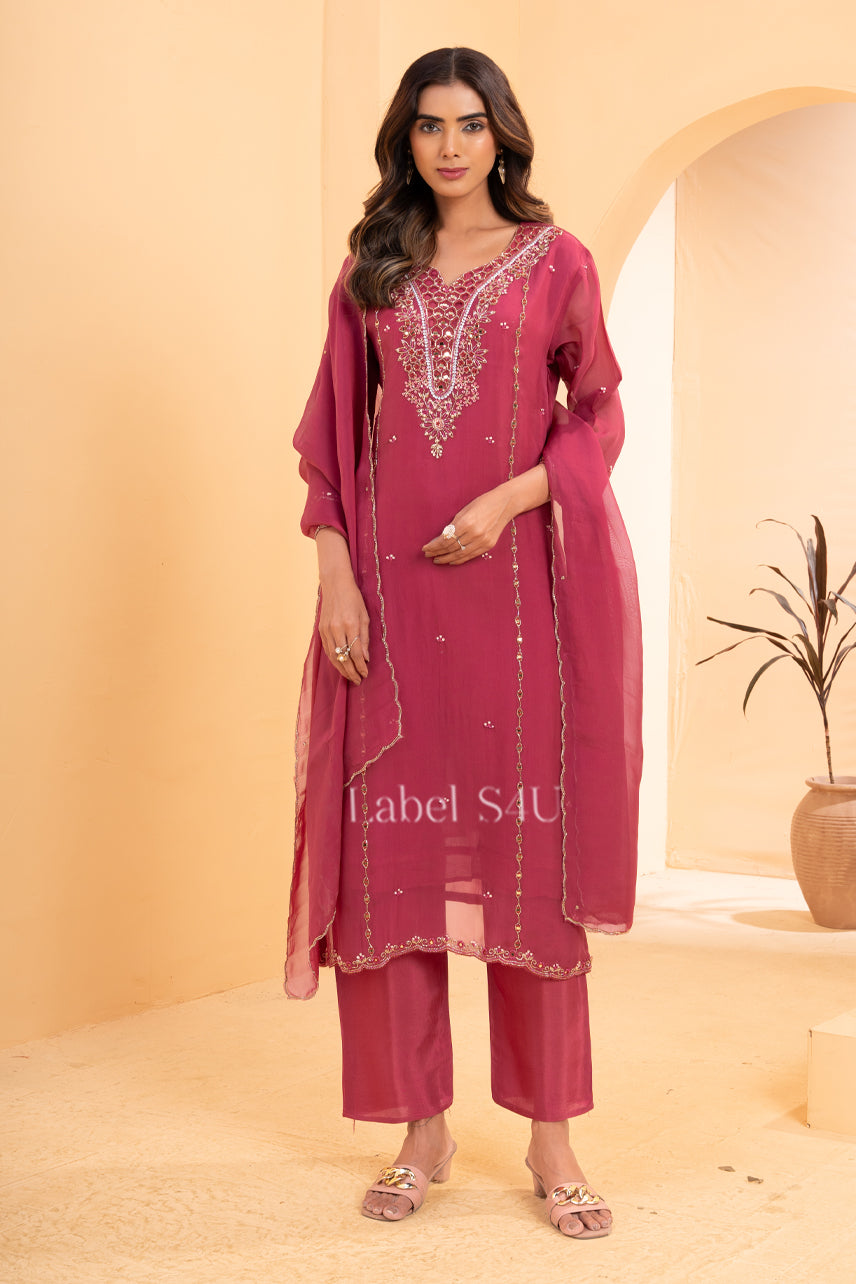 Rose Blush Handwork-Suit Set