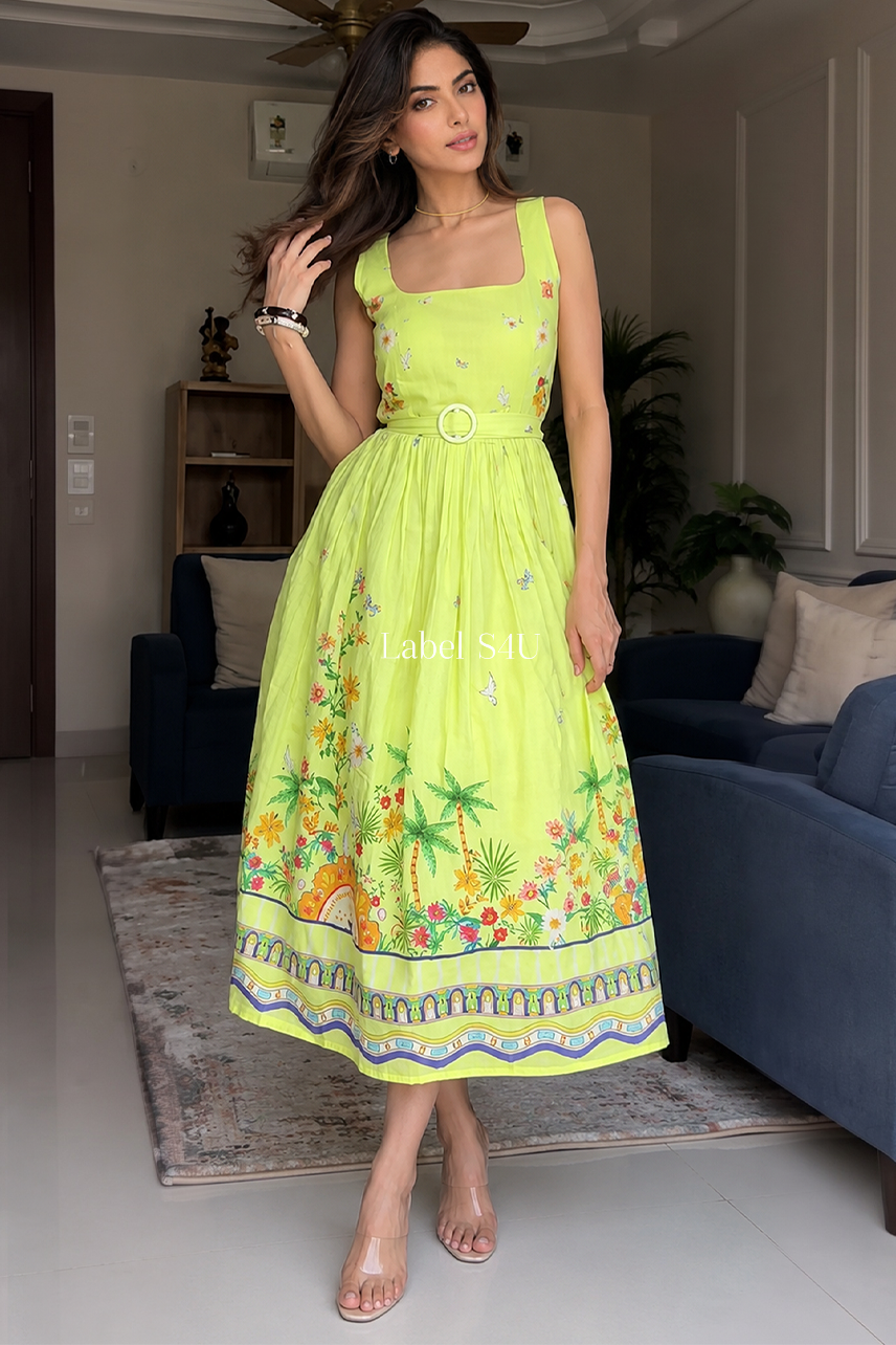 Tropica Lawn Cotton Printed Midi Dress