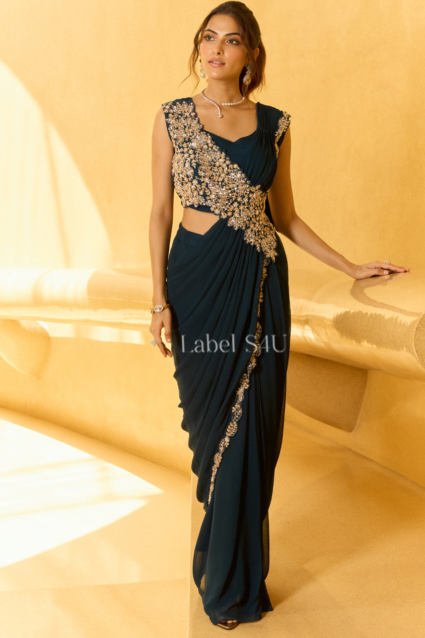 Mystic Petals Pre-Drape Saree