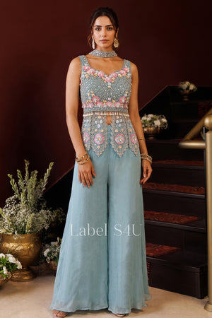 Bloom in Blue Embellished Palazzo Set