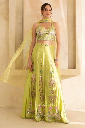 Lime Glow Embellished Lehenga Set