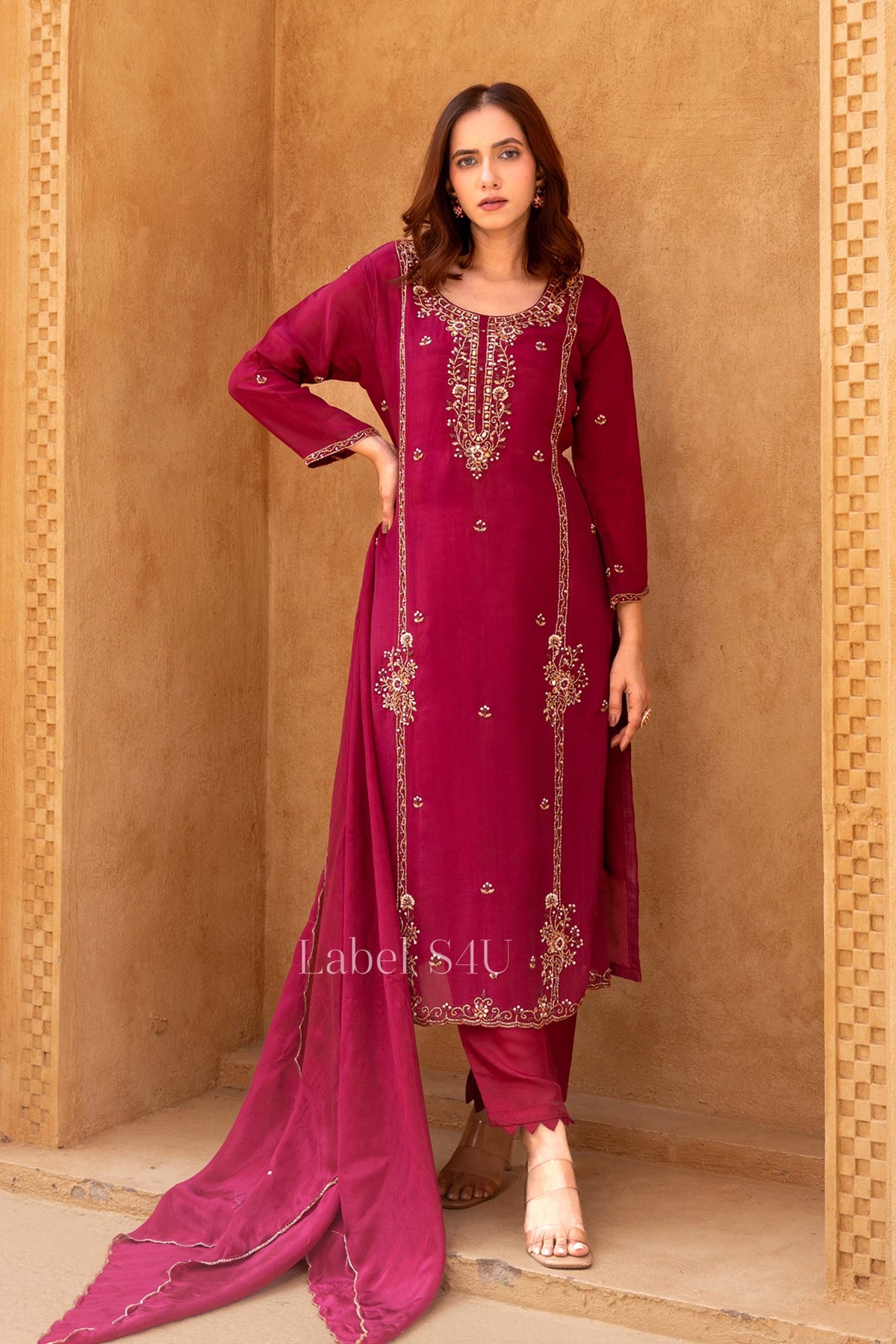 Wine Handwork Suit Set