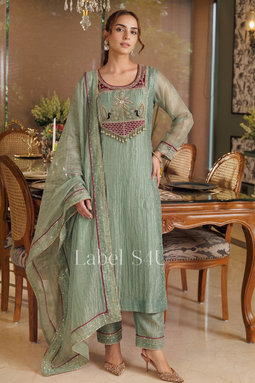 Tapestry Tissue Peacock A-Line Suit Set