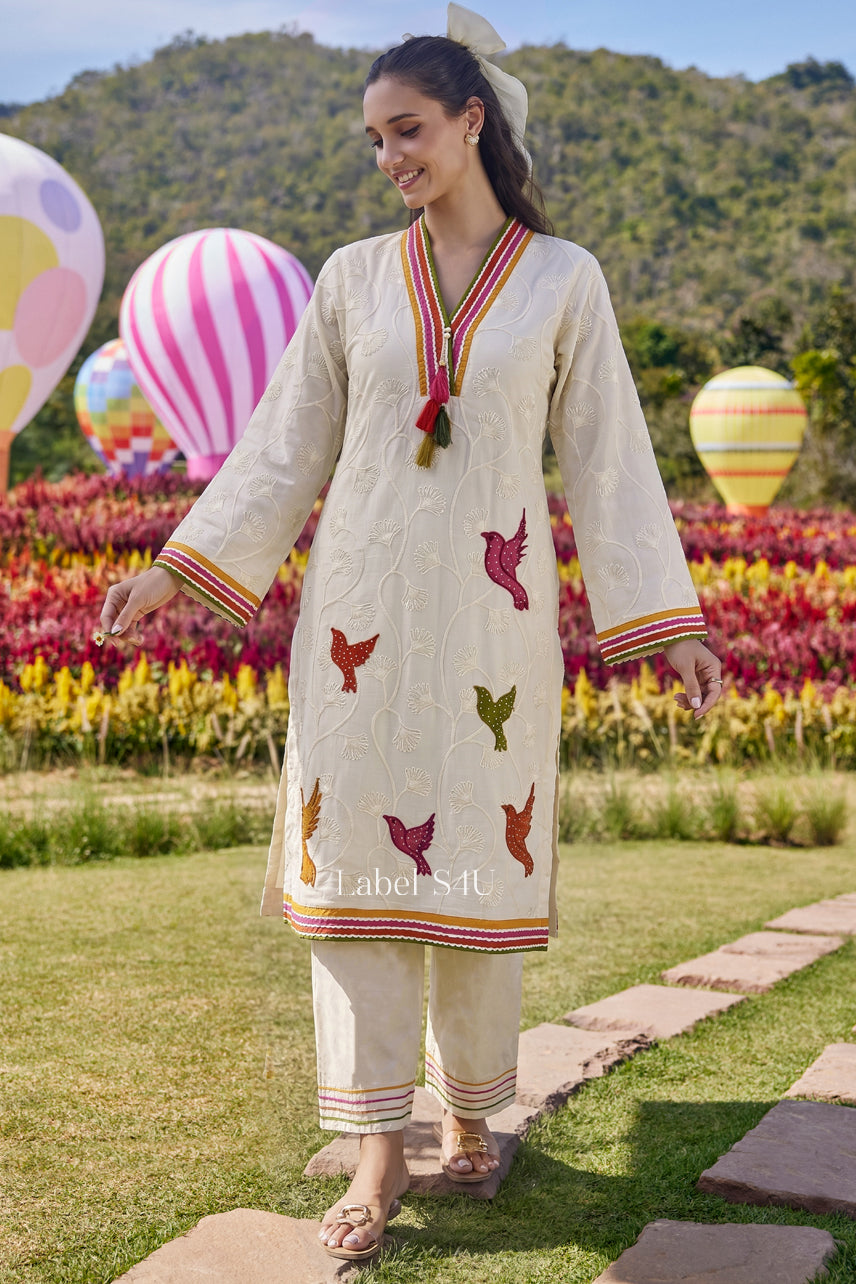 Play of Wings Embroidered-Co-ord Set
