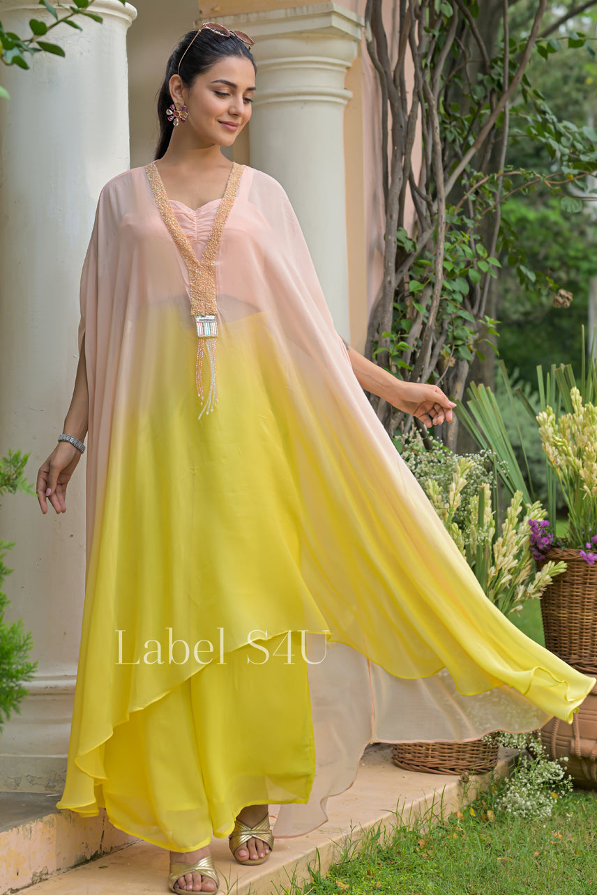 Yellow Ombre Kaftan Set