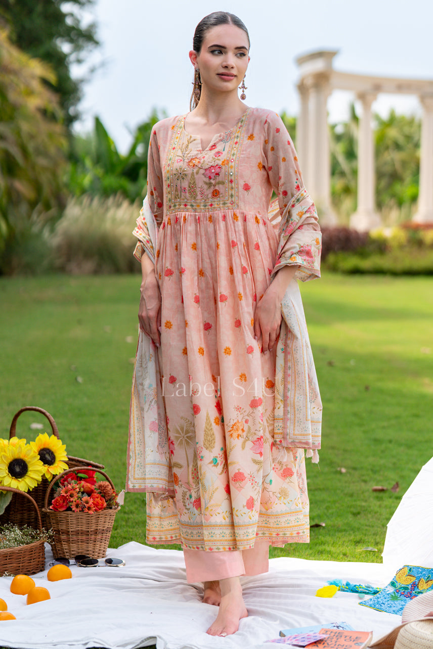 Roselle Print Anarkali Set