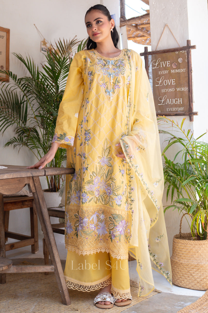 Sunbeam Floral Cutwork Palazzo Set