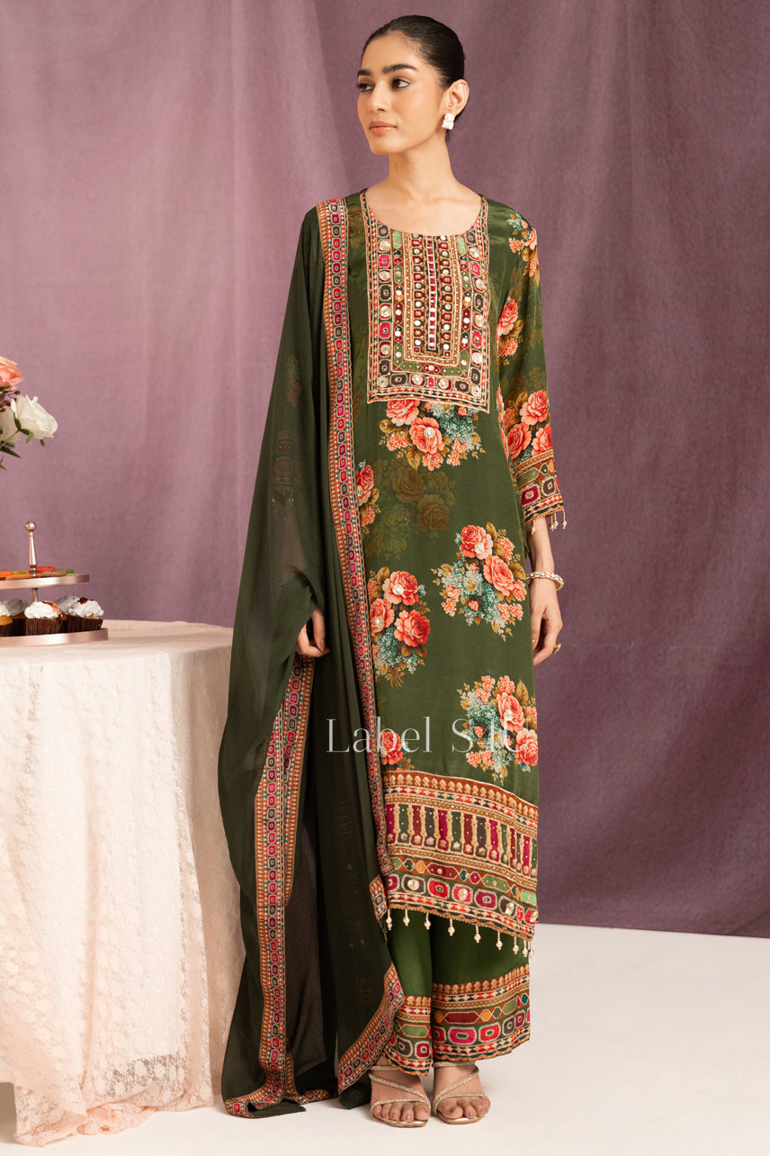 Printed Olive-Suit Set