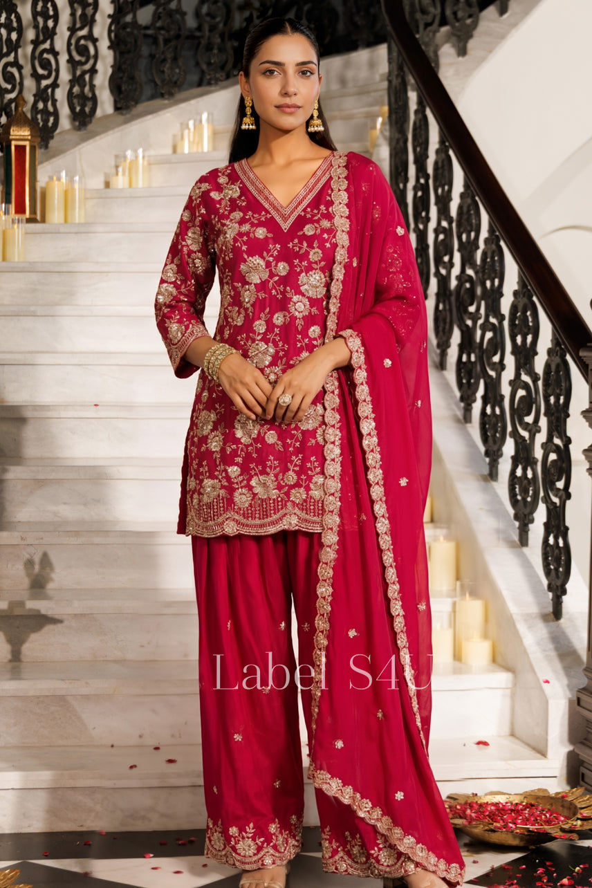 Blooming Rani Handwork Palazzo Set