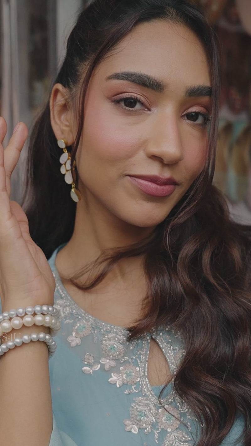 Blue Embellished farshi Slawar Set for rakhi