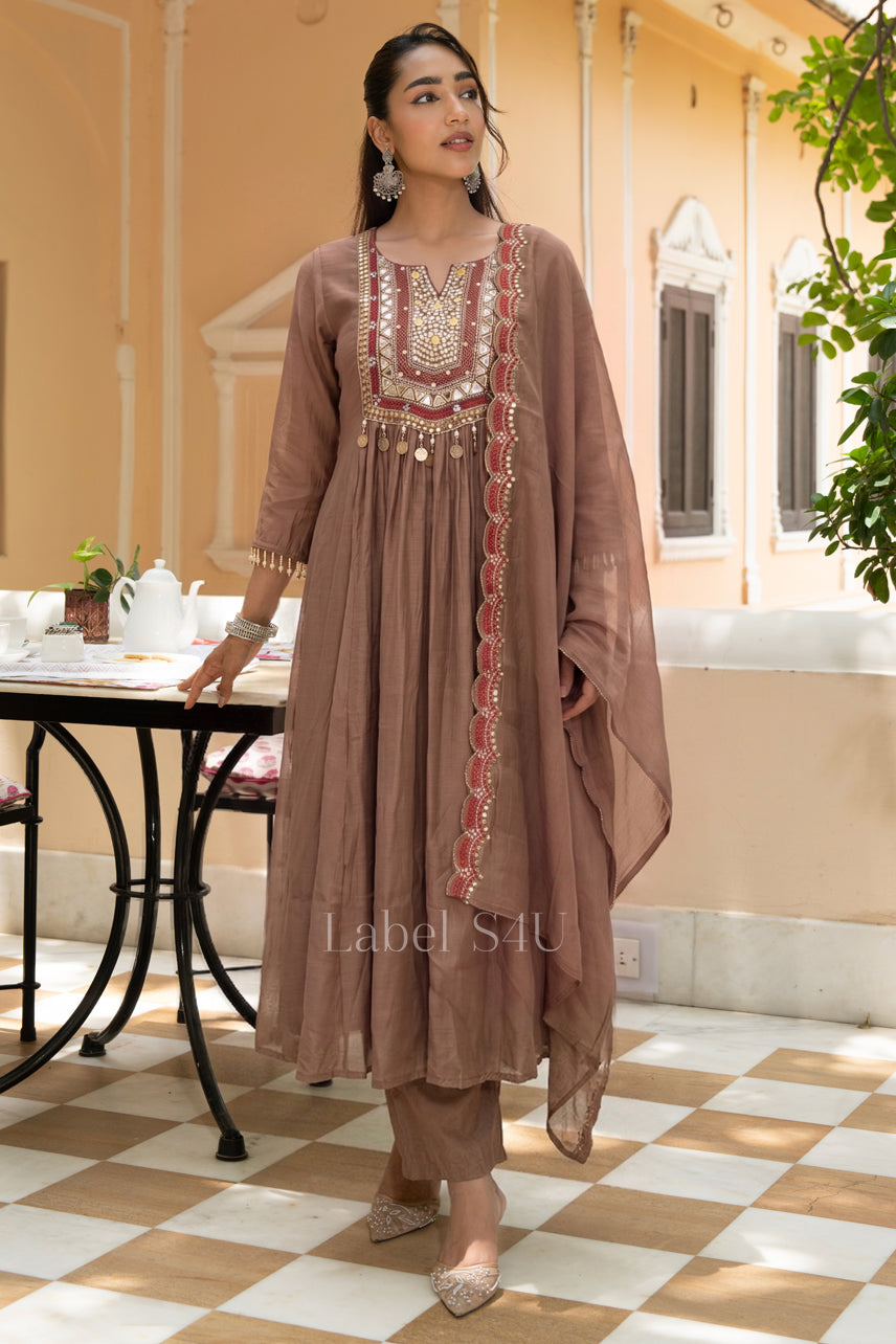 Jashn Mul-Chanderi Anarkali Set