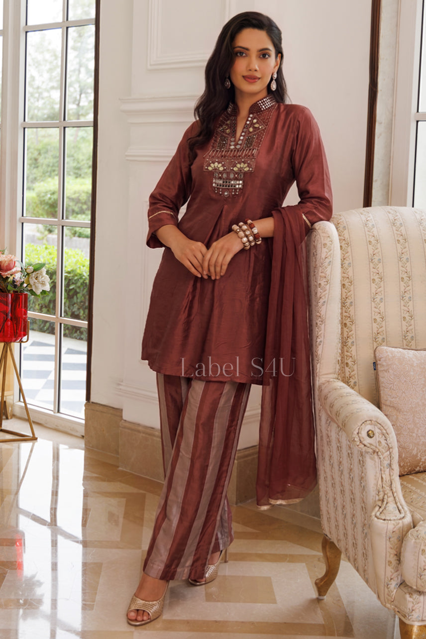 Rustique Mirror Work Palazzo Set