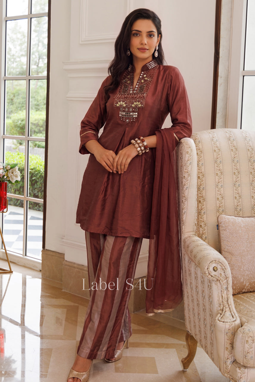 Rustique Mirror Work Palazzo Set